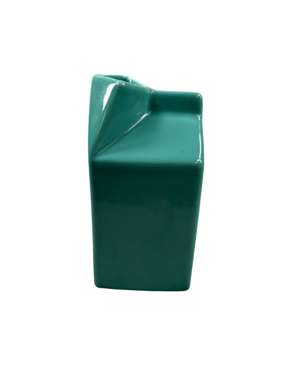 Food Network Stoneware Milk Carton-Style Vase Glossy Turquoise Home Decor Vase